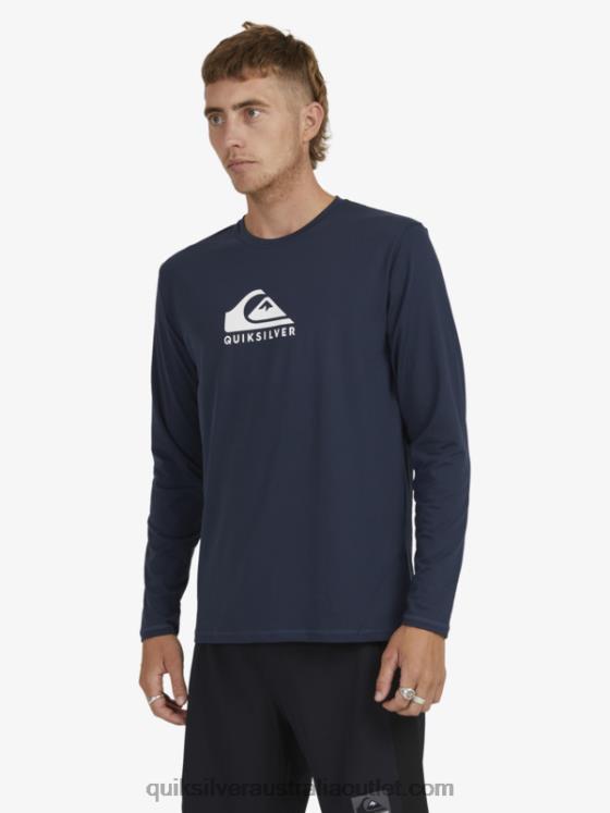 Quiksilver Men Solid Streak Long Sleeve UPF 50 Surf T-Shirt H2N4B1582 navy blazer