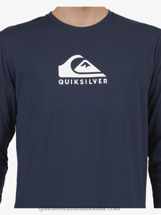 Quiksilver Men Solid Streak Long Sleeve UPF 50 Surf T-Shirt H2N4B1582 navy blazer