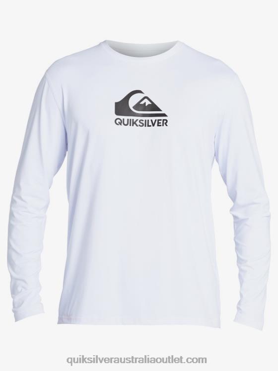 Quiksilver Men Solid Streak Long Sleeve UPF 50 Surf T-Shirt H2N4B1583 white