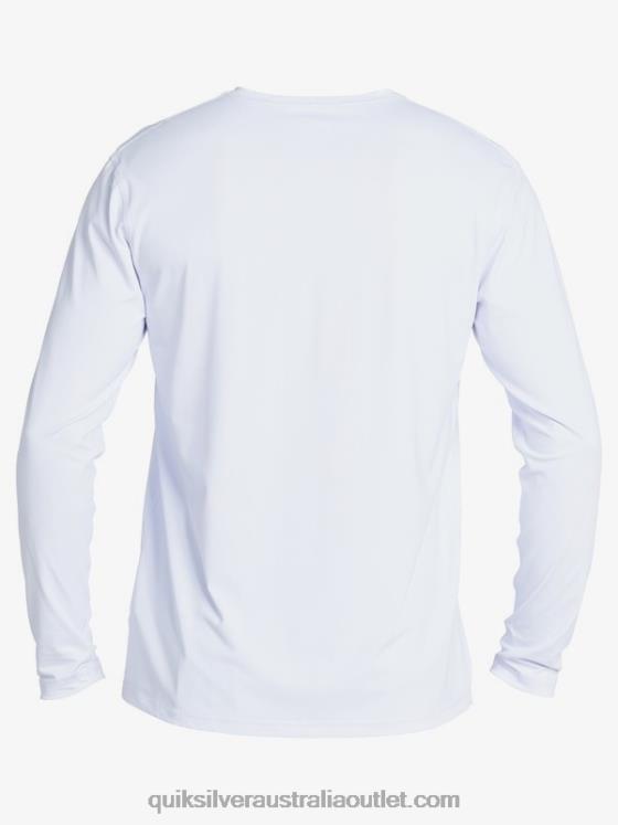 Quiksilver Men Solid Streak Long Sleeve UPF 50 Surf T-Shirt H2N4B1583 white