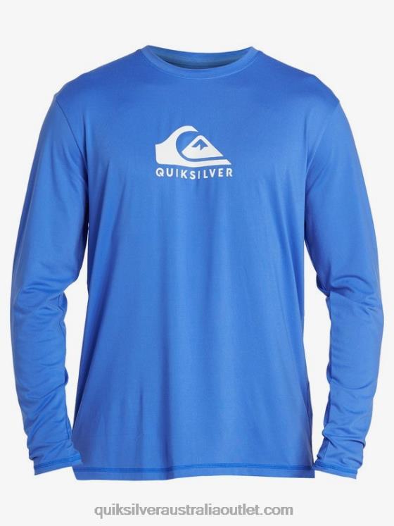 Quiksilver Men Solid Streak Long Sleeve UPF 50 Surf T-Shirt H2N4B1584 dazzling blue