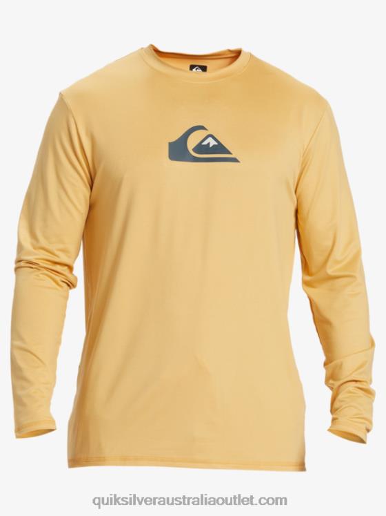 Quiksilver Men Solid Streak Long Sleeve UPF 50 Surf Tee H2N4B843 wheat