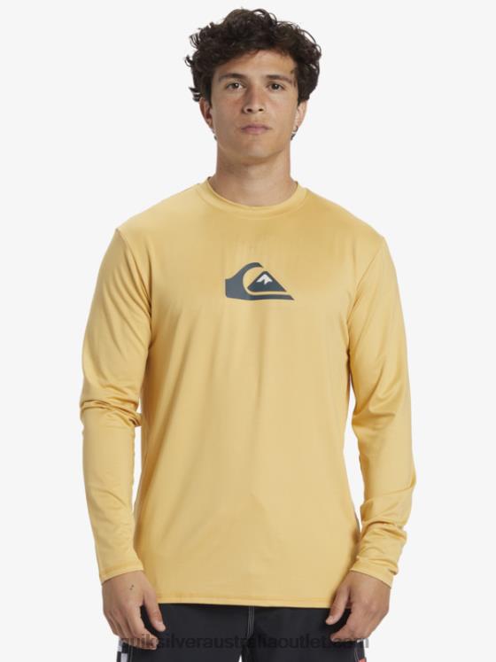 Quiksilver Men Solid Streak Long Sleeve UPF 50 Surf Tee H2N4B843 wheat