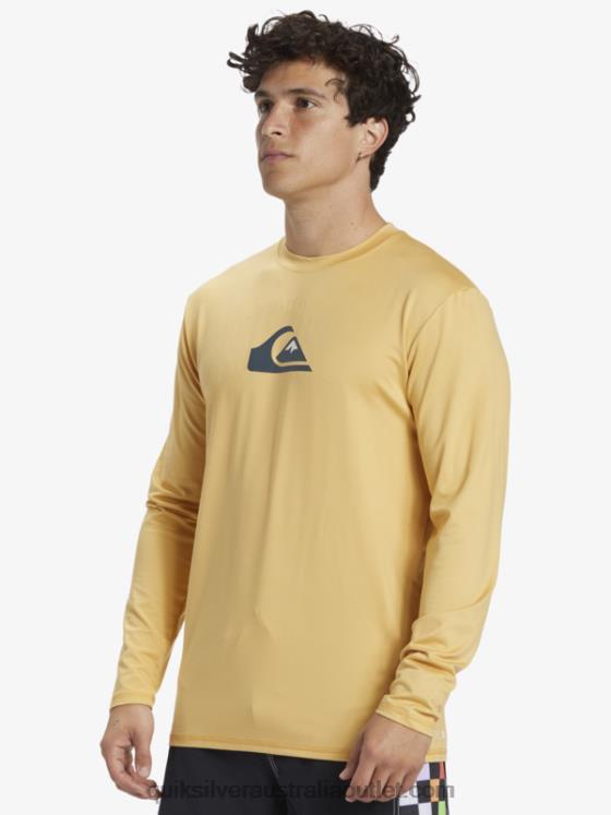 Quiksilver Men Solid Streak Long Sleeve UPF 50 Surf Tee H2N4B843 wheat