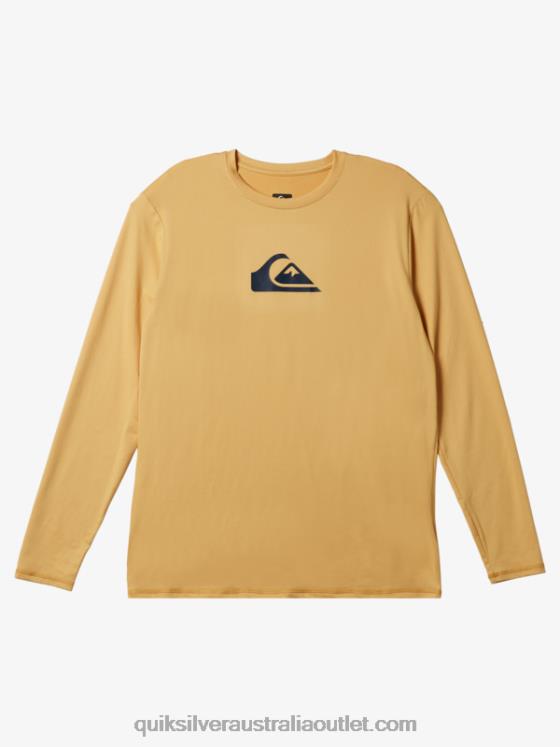 Quiksilver Men Solid Streak Long Sleeve UPF 50 Surf Tee H2N4B843 wheat
