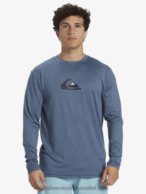 Quiksilver Men Solid Streak Long Sleeve UPF 50 Surf Tee H2N4B844 bering sea