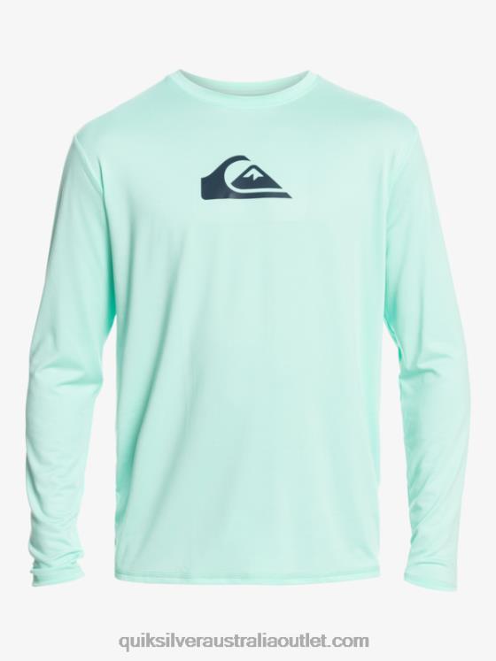 Quiksilver Men Solid Streak Long Sleeve UPF 50 Surf Tee H2N4B845 beach glass