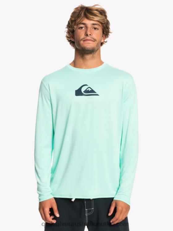 Quiksilver Men Solid Streak Long Sleeve UPF 50 Surf Tee H2N4B845 beach glass