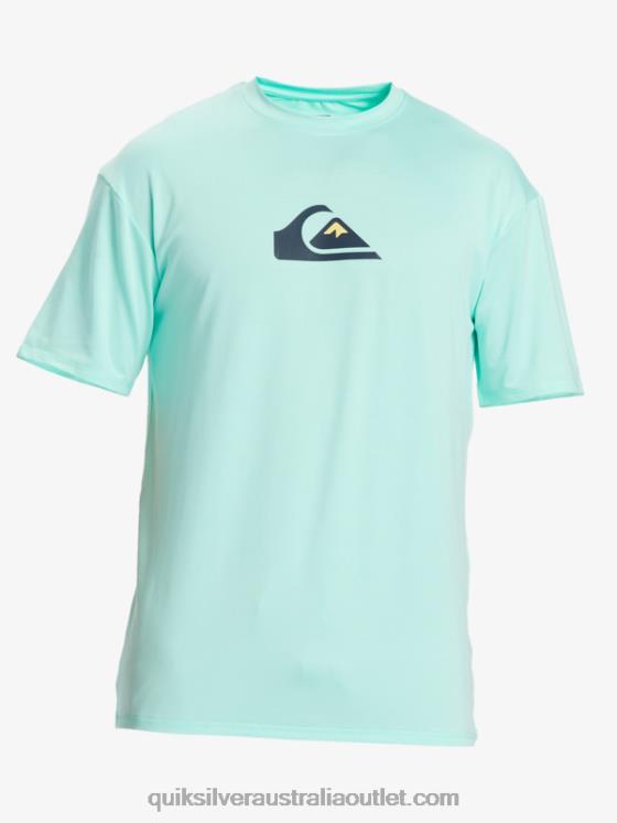 Quiksilver Men Solid Streak Short Sleeve UPF 50 Surf Tee H2N4B886 beach glass