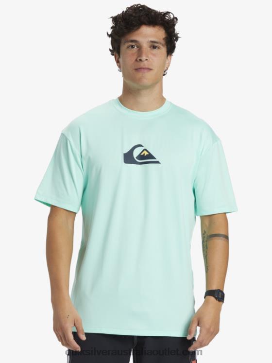 Quiksilver Men Solid Streak Short Sleeve UPF 50 Surf Tee H2N4B886 beach glass