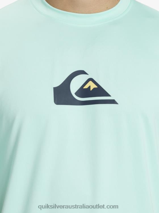 Quiksilver Men Solid Streak Short Sleeve UPF 50 Surf Tee H2N4B886 beach glass