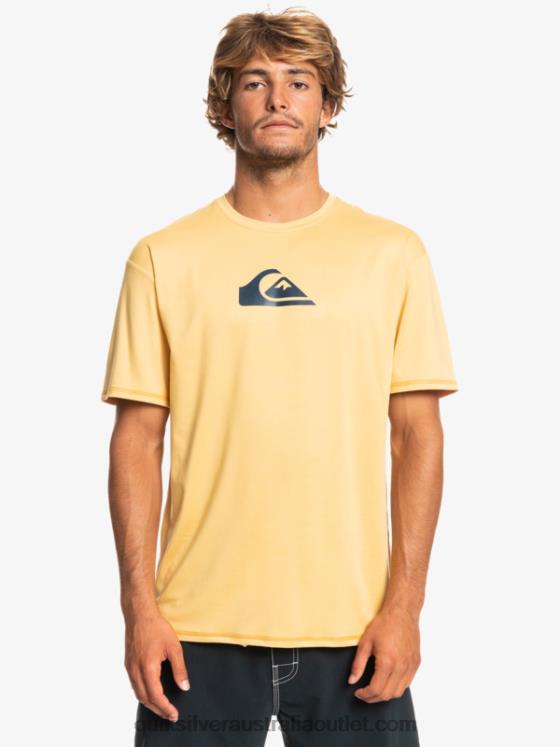 Quiksilver Men Solid Streak Short Sleeve UPF 50 Surf Tee H2N4B887 wheat