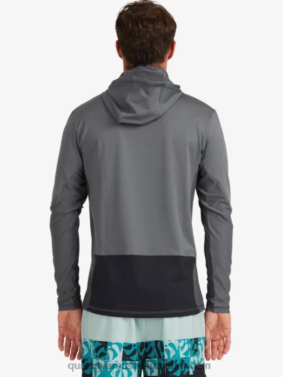 Quiksilver Men Waterman Angler Hooded Long Sleeve UPF 50 Surf T-Shirt H2N4B1848 dark shadow