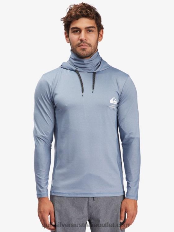 Quiksilver Men Waterman Angler Hooded Long Sleeve UPF 50 Surf T-Shirt H2N4B1849 ensign blue