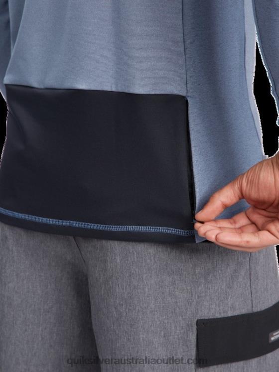 Quiksilver Men Waterman Angler Hooded Long Sleeve UPF 50 Surf T-Shirt H2N4B1849 ensign blue