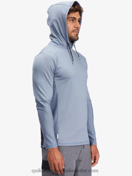 Quiksilver Men Waterman Angler Hooded Long Sleeve UPF 50 Surf T-Shirt H2N4B1849 ensign blue