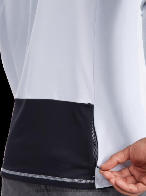 Quiksilver Men Waterman Angler Hooded Long Sleeve UPF 50 Surf T-Shirt H2N4B1850 white