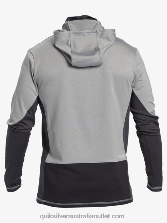 Quiksilver Men Waterman Angler Hooded UPF 50 Long Sleeve Surf Tee H2N4B832 sharkskin