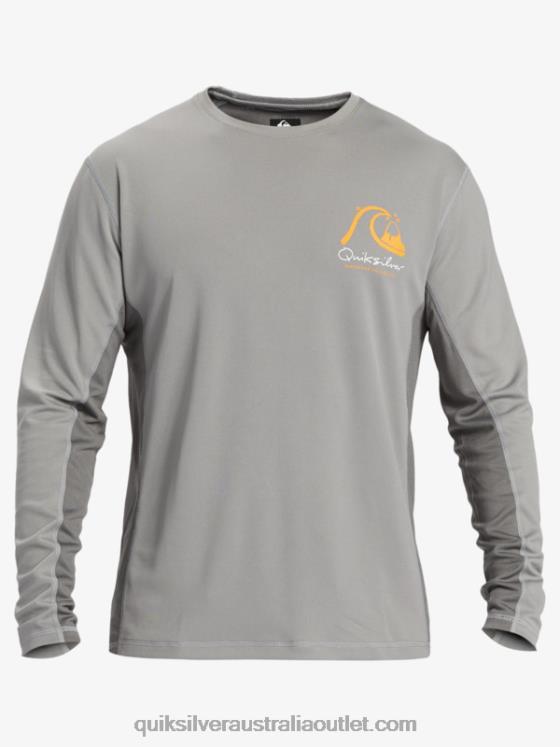 Quiksilver Men Waterman Bamboo Check 2 UPF 50 Long Sleeve Surf Tee H2N4B258 sharkskin