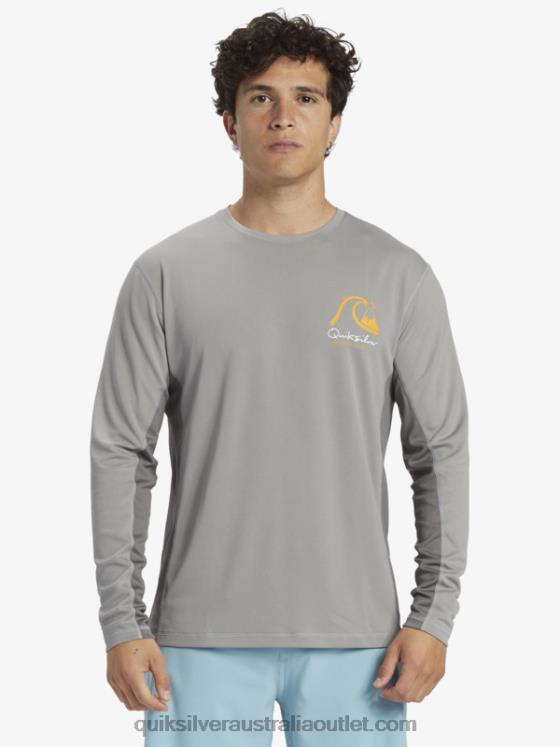 Quiksilver Men Waterman Bamboo Check 2 UPF 50 Long Sleeve Surf Tee H2N4B258 sharkskin