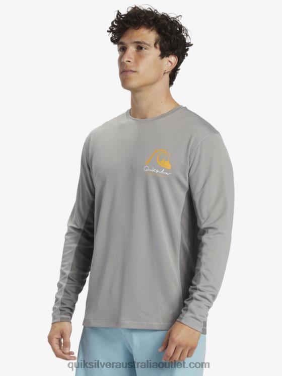 Quiksilver Men Waterman Bamboo Check 2 UPF 50 Long Sleeve Surf Tee H2N4B258 sharkskin