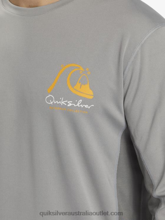 Quiksilver Men Waterman Bamboo Check 2 UPF 50 Long Sleeve Surf Tee H2N4B258 sharkskin