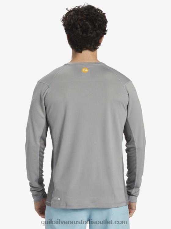 Quiksilver Men Waterman Bamboo Check 2 UPF 50 Long Sleeve Surf Tee H2N4B258 sharkskin