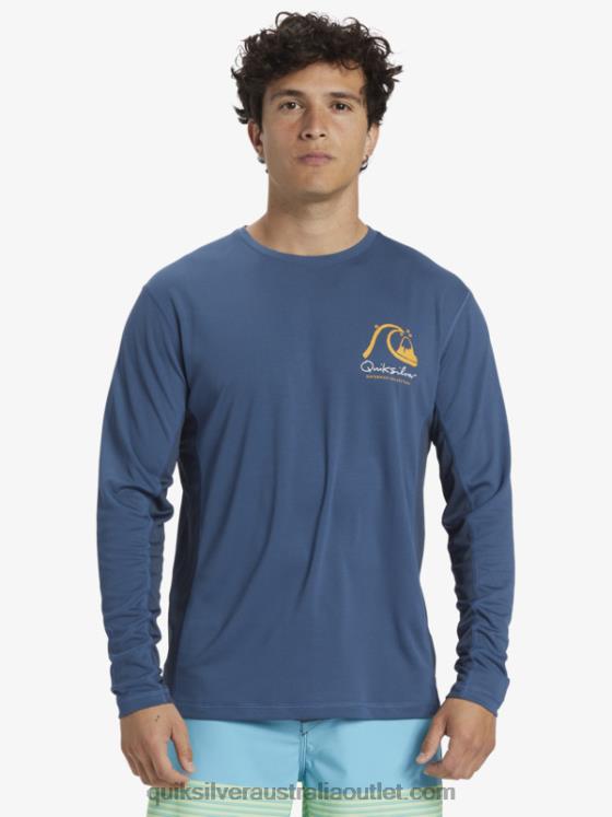 Quiksilver Men Waterman Bamboo Check 2 UPF 50 Long Sleeve Surf Tee H2N4B259 ensign blue
