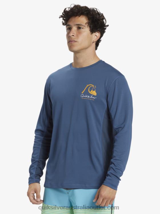 Quiksilver Men Waterman Bamboo Check 2 UPF 50 Long Sleeve Surf Tee H2N4B259 ensign blue