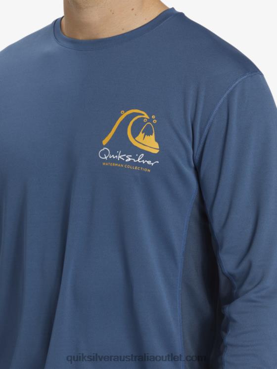Quiksilver Men Waterman Bamboo Check 2 UPF 50 Long Sleeve Surf Tee H2N4B259 ensign blue