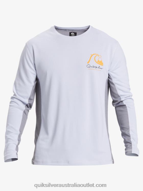 Quiksilver Men Waterman Bamboo Check 2 UPF 50 Long Sleeve Surf Tee H2N4B260 white