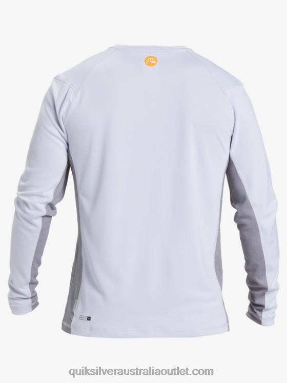 Quiksilver Men Waterman Bamboo Check 2 UPF 50 Long Sleeve Surf Tee H2N4B260 white