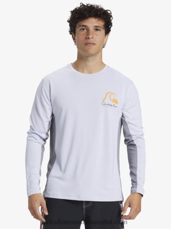 Quiksilver Men Waterman Bamboo Check 2 UPF 50 Long Sleeve Surf Tee H2N4B260 white
