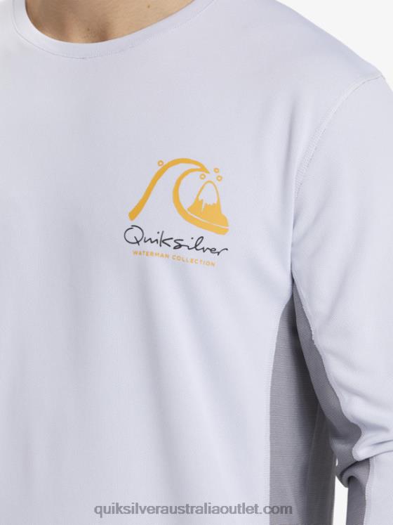 Quiksilver Men Waterman Bamboo Check 2 UPF 50 Long Sleeve Surf Tee H2N4B260 white