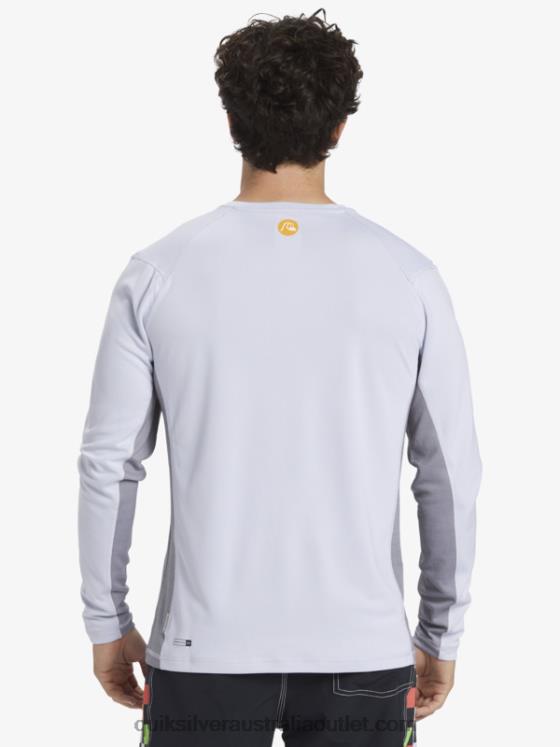 Quiksilver Men Waterman Bamboo Check 2 UPF 50 Long Sleeve Surf Tee H2N4B260 white