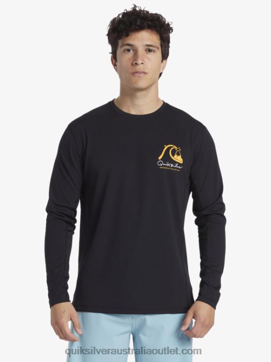 Quiksilver Men Waterman Bamboo Check 2 UPF 50 Long Sleeve Surf Tee H2N4B261 black