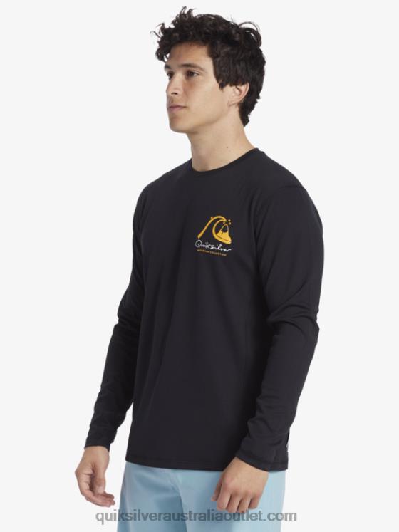 Quiksilver Men Waterman Bamboo Check 2 UPF 50 Long Sleeve Surf Tee H2N4B261 black