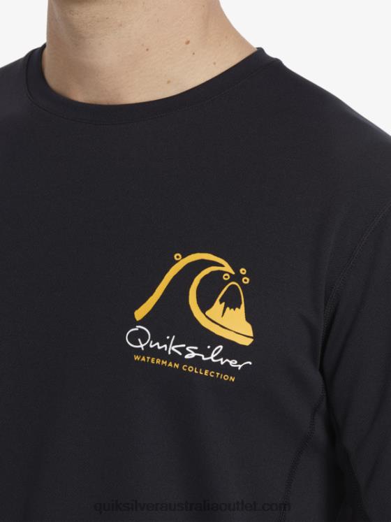 Quiksilver Men Waterman Bamboo Check 2 UPF 50 Long Sleeve Surf Tee H2N4B261 black
