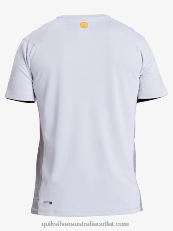 Quiksilver Men Waterman Bamboo Check 2 UPF 50 Short Sleeve Surf Tee H2N4B273 white