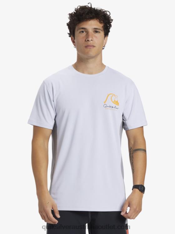 Quiksilver Men Waterman Bamboo Check 2 UPF 50 Short Sleeve Surf Tee H2N4B273 white