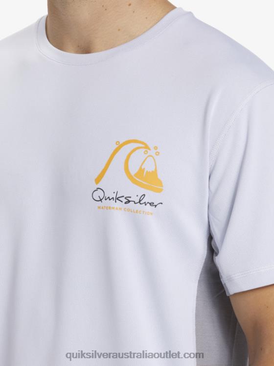 Quiksilver Men Waterman Bamboo Check 2 UPF 50 Short Sleeve Surf Tee H2N4B273 white