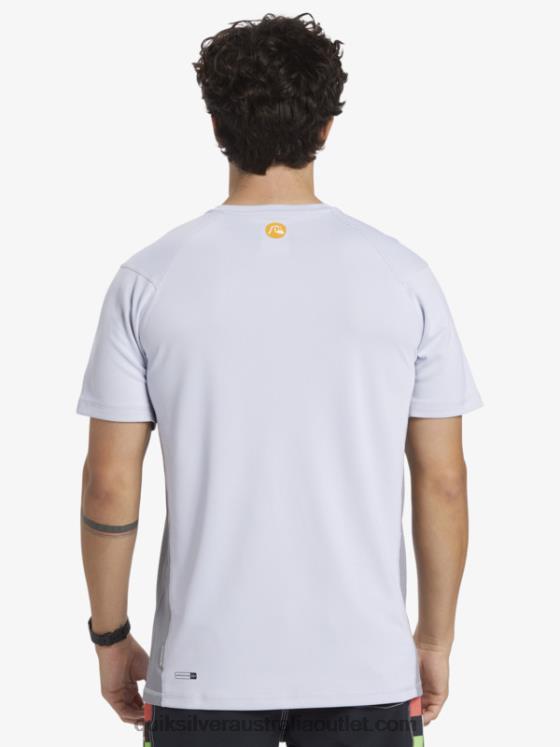 Quiksilver Men Waterman Bamboo Check 2 UPF 50 Short Sleeve Surf Tee H2N4B273 white