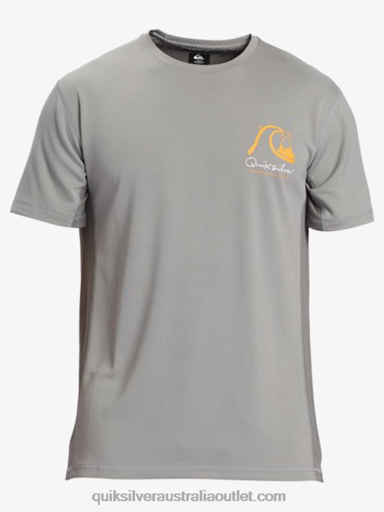 Quiksilver Men Waterman Bamboo Check 2 UPF 50 Short Sleeve Surf Tee H2N4B274 sharkskin