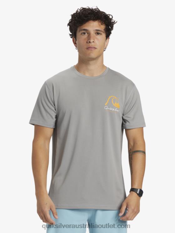 Quiksilver Men Waterman Bamboo Check 2 UPF 50 Short Sleeve Surf Tee H2N4B274 sharkskin