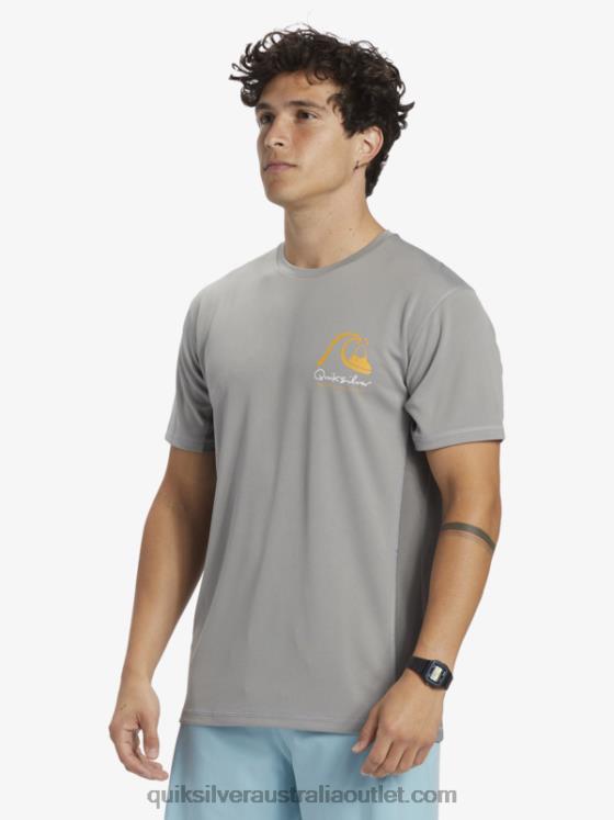 Quiksilver Men Waterman Bamboo Check 2 UPF 50 Short Sleeve Surf Tee H2N4B274 sharkskin