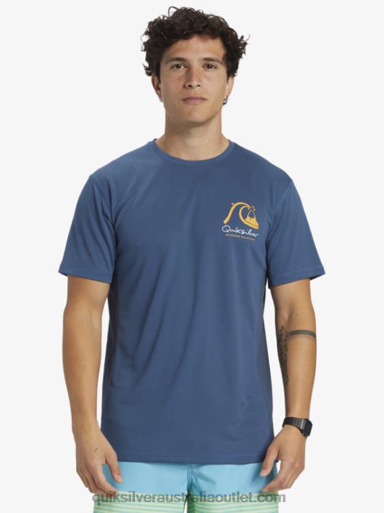 Quiksilver Men Waterman Bamboo Check 2 UPF 50 Short Sleeve Surf Tee H2N4B275 ensign blue