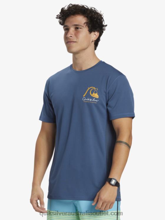 Quiksilver Men Waterman Bamboo Check 2 UPF 50 Short Sleeve Surf Tee H2N4B275 ensign blue