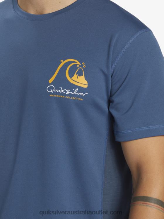 Quiksilver Men Waterman Bamboo Check 2 UPF 50 Short Sleeve Surf Tee H2N4B275 ensign blue