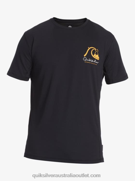 Quiksilver Men Waterman Bamboo Check 2 UPF 50 Short Sleeve Surf Tee H2N4B276 black