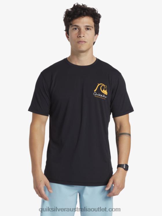 Quiksilver Men Waterman Bamboo Check 2 UPF 50 Short Sleeve Surf Tee H2N4B276 black